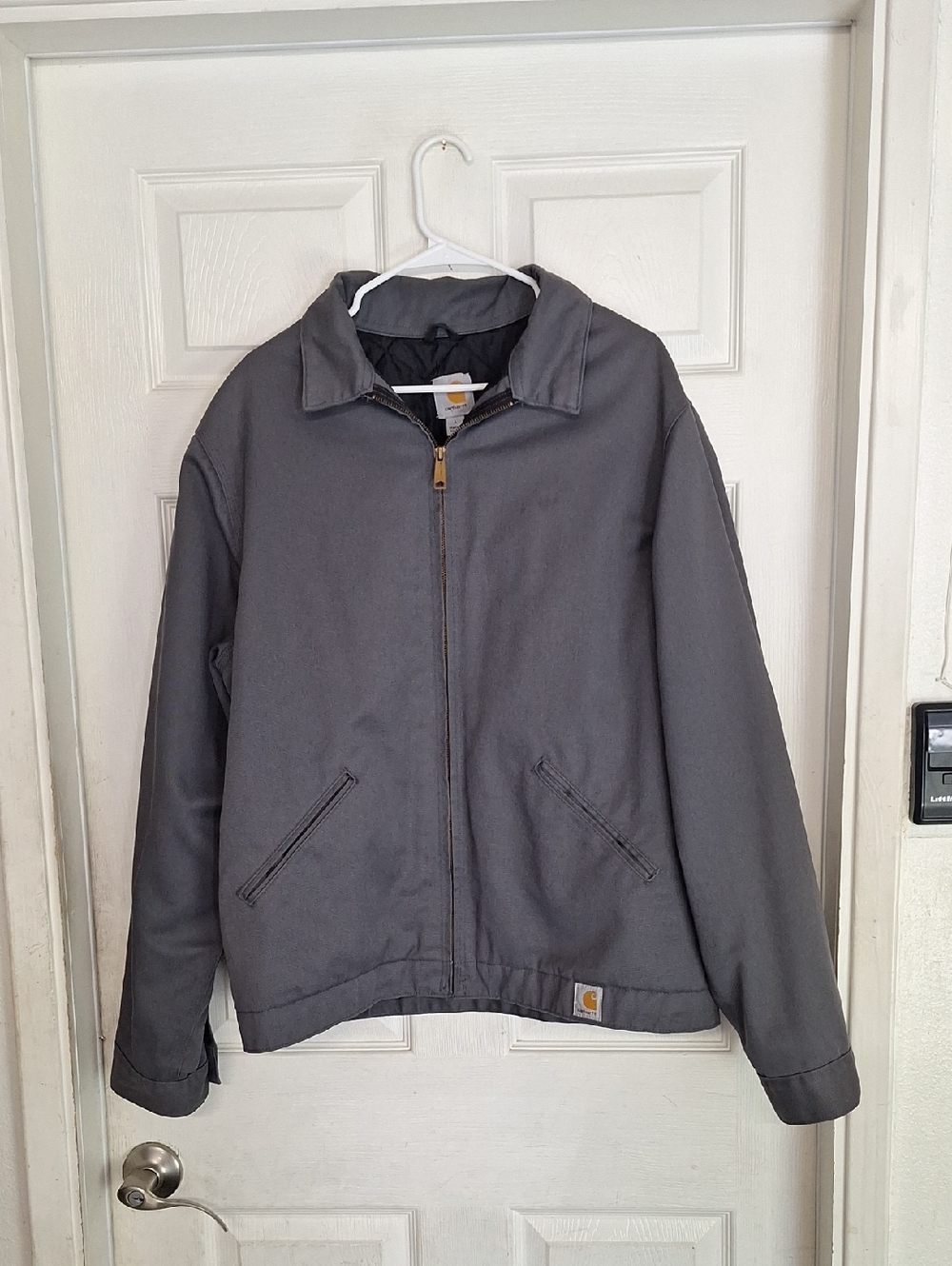 Carhartt Men's Twill Work Jacket in dark gray, model J293 Men Large